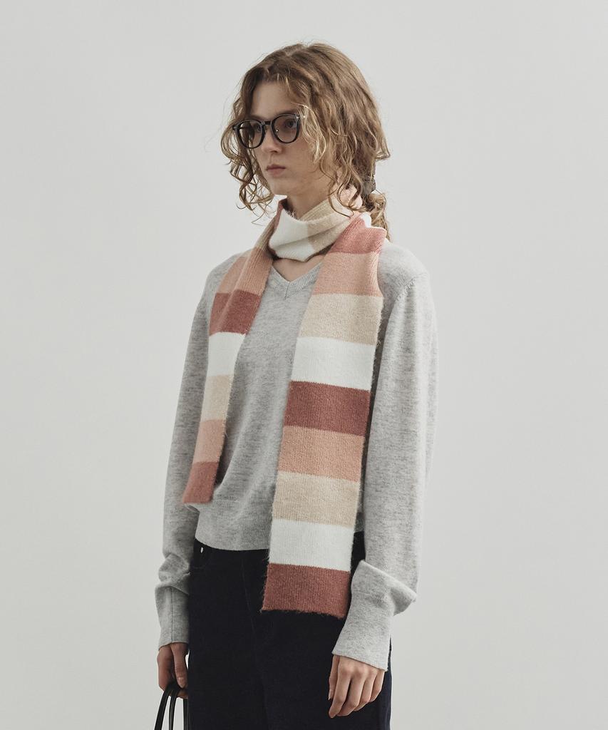 MONGDOL Wool Cashmere V-Neck Knit Light Grey Mdkt088Lgray