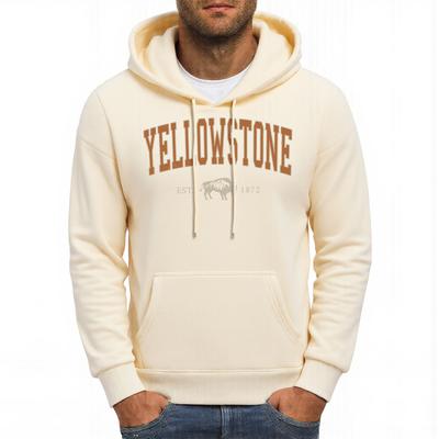 Yellowstone Letter Cattle Prints Men Hoodies Oversized Soft Hoodie Pocket Fleece Streetwear Autumn Comfortable Male Pullover
