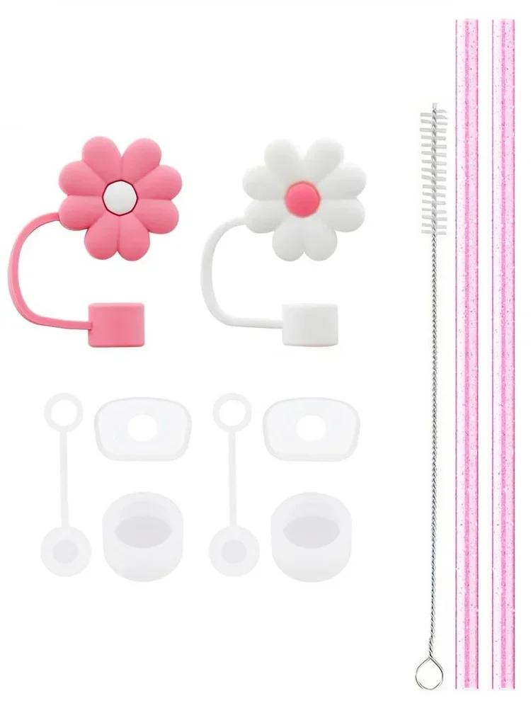 Set di 11 Pezzi di Accessori per Stanley Cup Tappo in Silicone Anti-Sversamento Copri Cannuccia Tappo Cannuccia Riutilizzabile 1 Spazzola per Pulizia 40oz 30oz