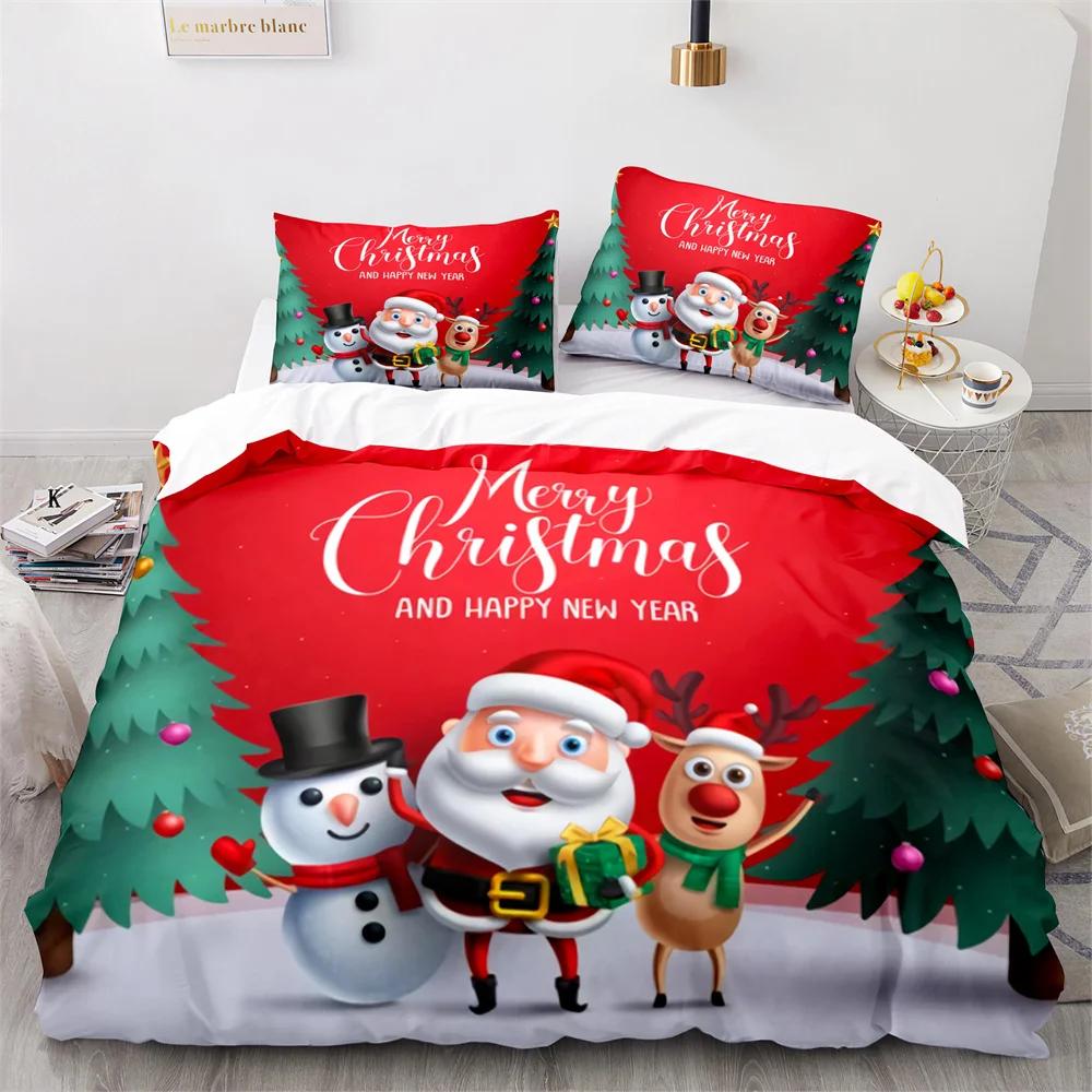 Merry Christmas Duvet Cover Red Santa Claus Theme For Kids Teens Children Women Boys Girls Happy New Year Decoration Quilt Cover