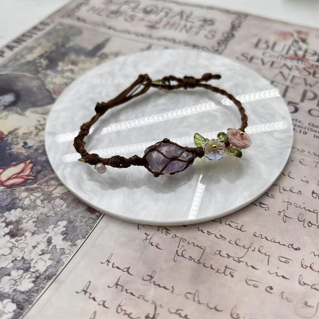 Rose Aquamarine Hand-Woven Crystal Bracelet - Versatile Couple Design