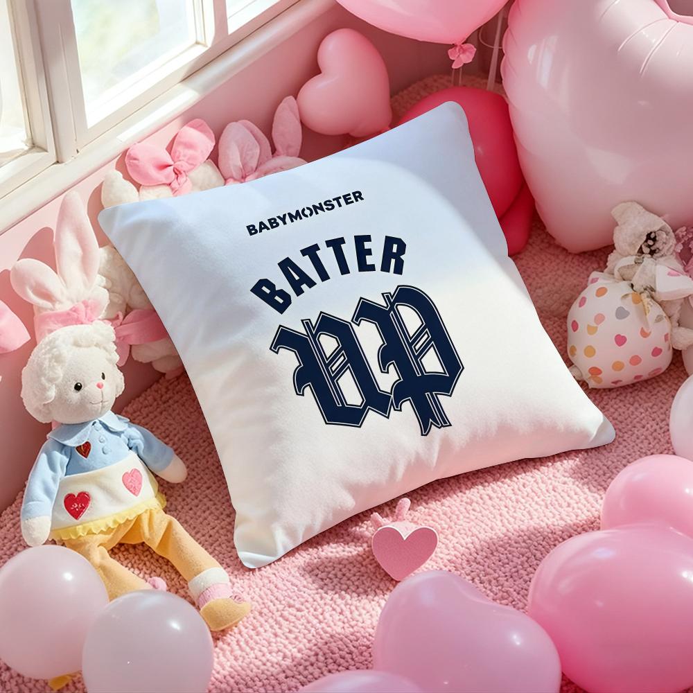 Крутая наволочка для подушки KPOP B-BABYMONSTER Мягкая плюшевая ткань Двусторонняя печатная наволочка Теплая зимняя наволочка для дивана 30cmx30cm