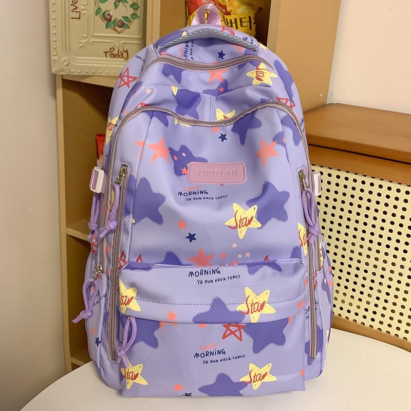 Schoolbag Children Elementary School Girls Junior High School Students College Students Large Capacity Star Backpack