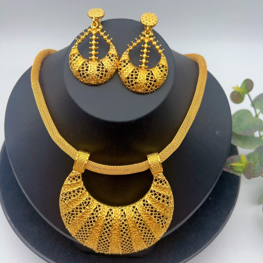 2026 Schmuckset für Damen Halskette Ohrringe Zweiteiliges Set Afrika Dubai Mode Schmuckset