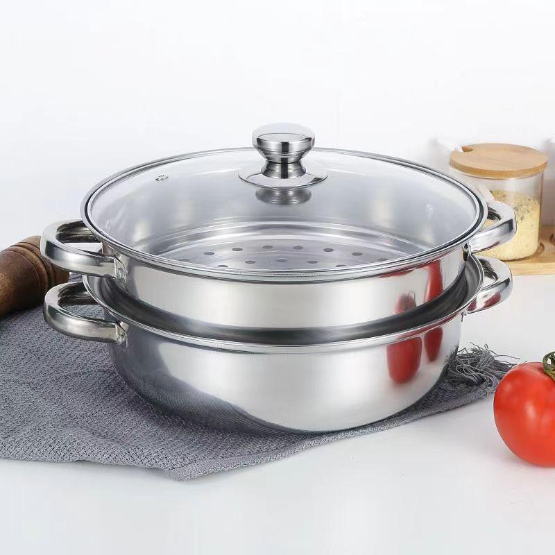 Stainless Steel Single/Double-Layer Steamer Basket Strainer Pot Steaming Grid Thickened Generic Food Steam Rack Home Cooking