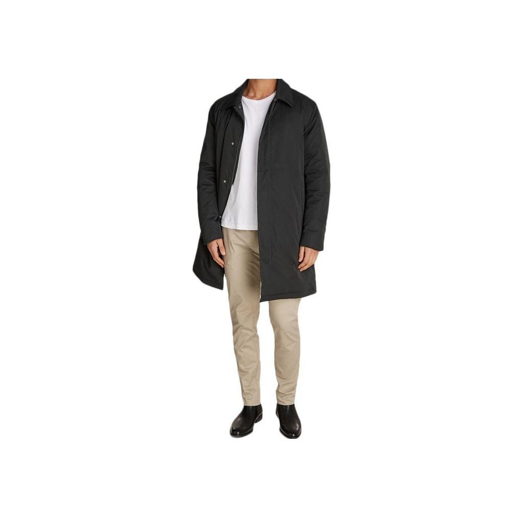 Calvin Klein Solid Color Lapel Warm Long Sleeve Zipper Mid-Length Coat Men Coats Black K10K113728-BEH