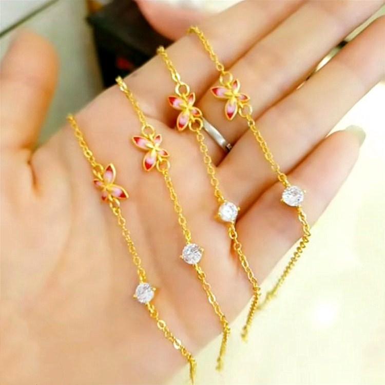 Dubai Jewelry Gold PlatedDiamond Pink Butterfly Bracelet Exquisite Craftsmanship Gold Plated Butterfly Bracelet Ladies Jewelry