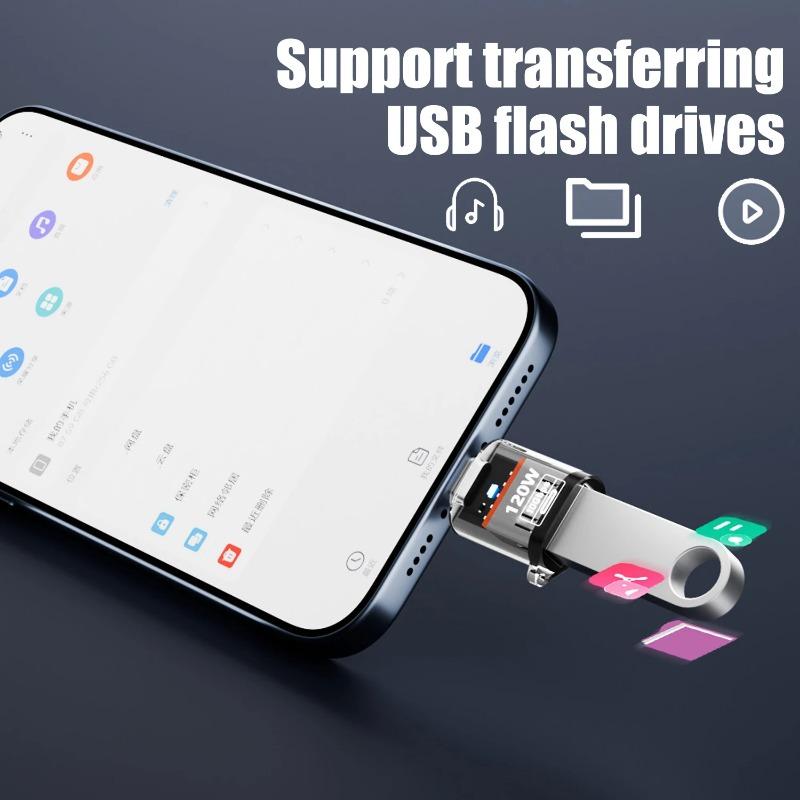 4-1PCS USB C To USB A Male To Female Phone Adapters 120W High-speed Data Transfer Converter for Samsung IPhone 16 15 IPad Tablet