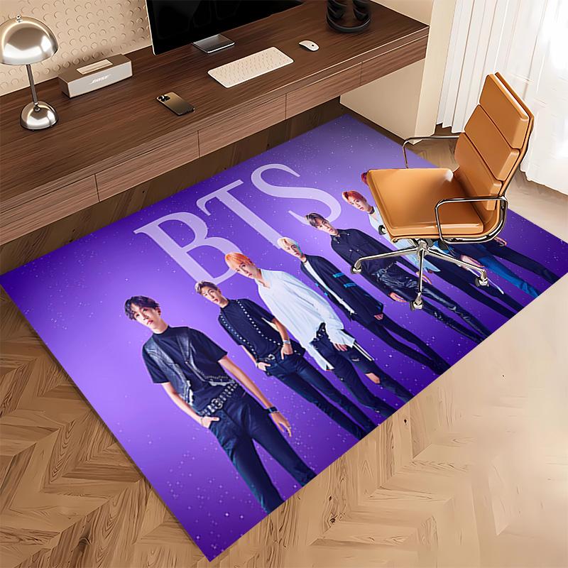 1pc Kpop Print Area Rug - Soft, Washable Non-Slip Indoor Mat, Living Room, Home Office Decorative Rug,Office Decorative