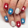 Square Press on Nail 4th of July Fake Nail Independence Day Glues on Nail Patriotic False Nail Full Cover Fake Nail