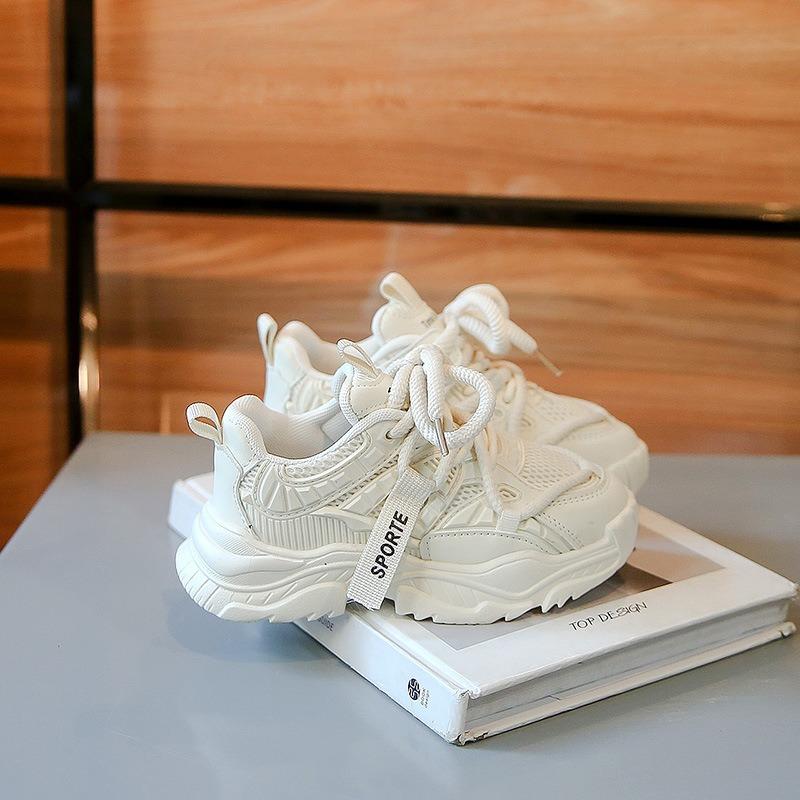 Girls' Sports Shoes Spring New Breathable Children's Daddy Shoes Soft Soles Students Running Shoes Students Small White Shoes
