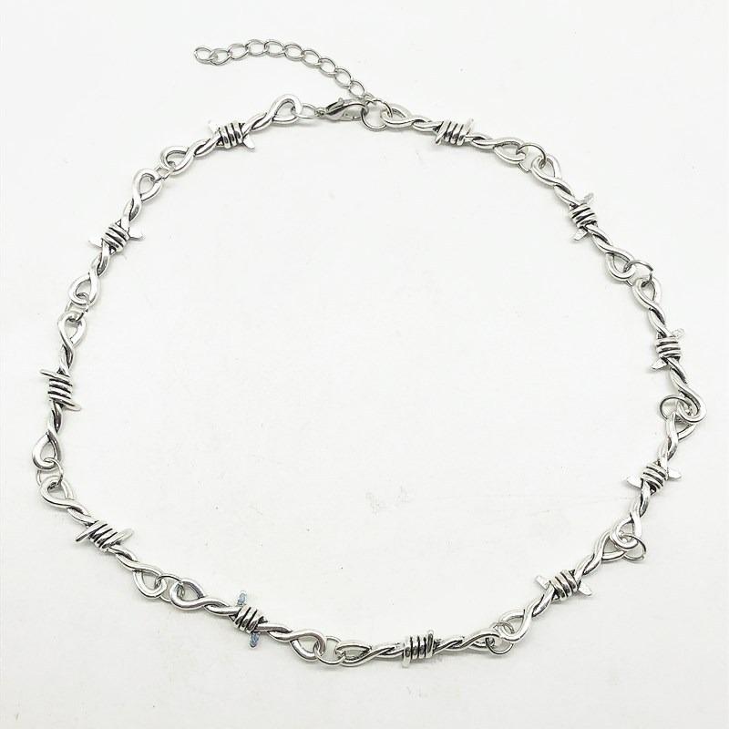 Unisex Gothic Punk Hip Hop Barbed Wire Thorn Chain Necklace
