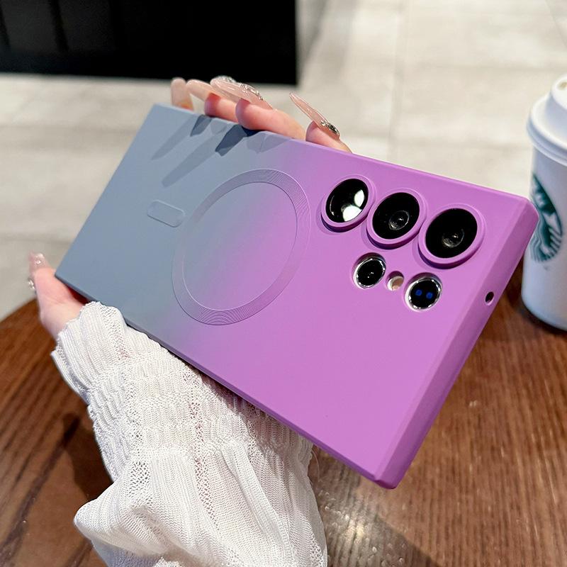 Gradient Liquid Silicone Compatible with Samsung S26 Ultra Magnetic Phone Case, S25 Ultra Full-coverage Lens Film, S24