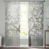 Träd Blomma Oljemålningsstil Blomma Skira Gardiner för Vardagsrum Modern Heminredning Tyllgardin Sovrum Voile Draperier