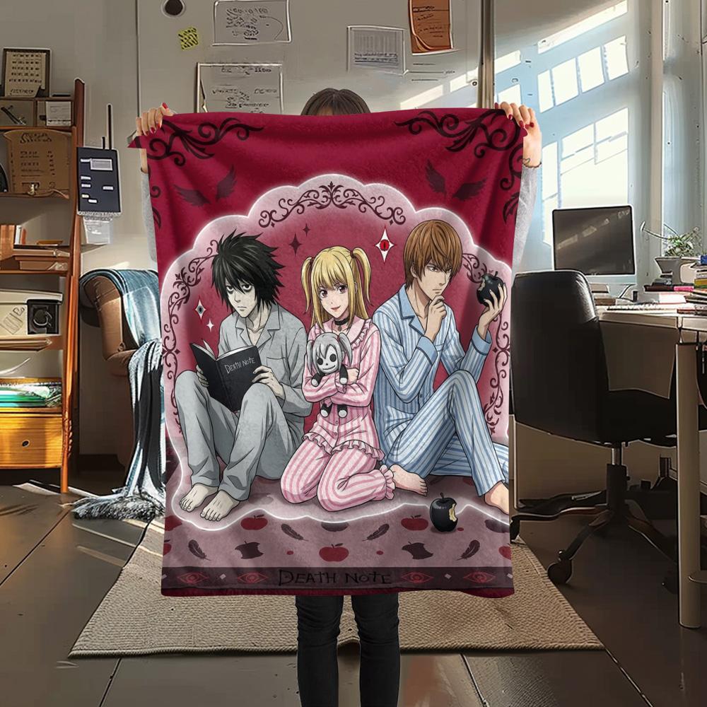 1PC Death Note Patterned Flannel Blanket Suitable For All Seasons For Home Decor Warmth And Comfort Gifts Holiday Present