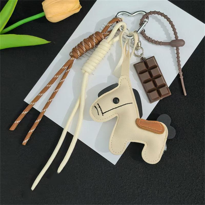 Bag Charm Fashion Series Leather Movable Limbs Coffee Bear Pendant Cute Alloy Bear Bag Braided Charm Lanyard Gift