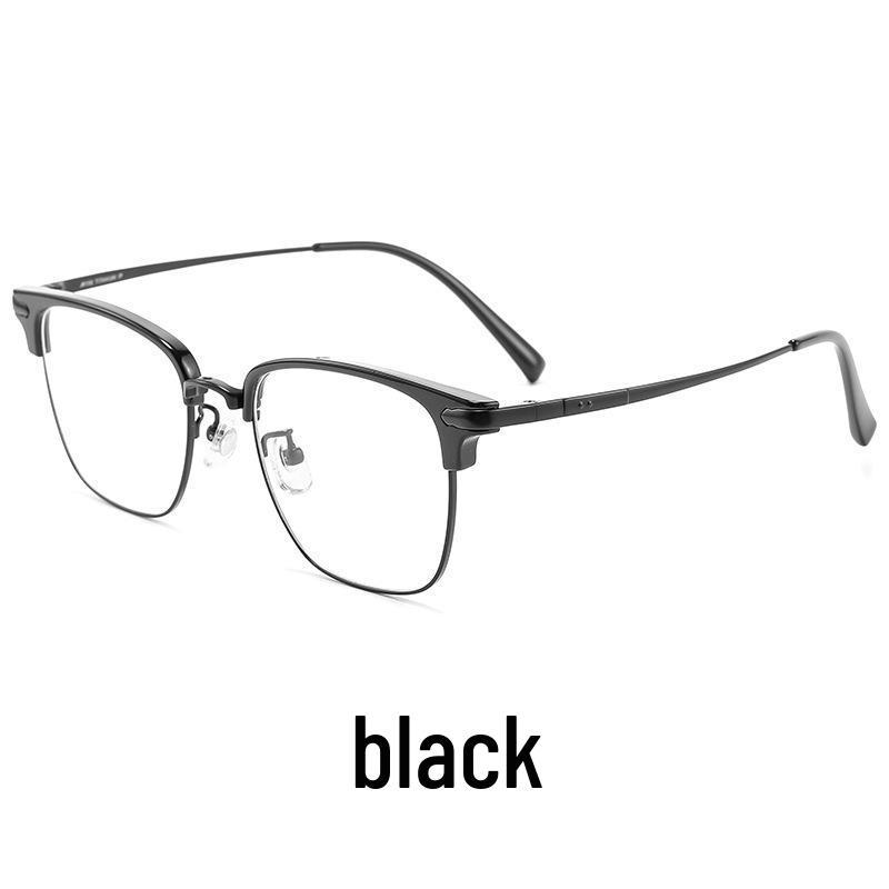 Anti-Blue Light Men's Eyebrow Eyeglass Frame, Ultralight Semi-Titanium, Lily Wei Model 122616Y, Fits Prescription Lenses.
