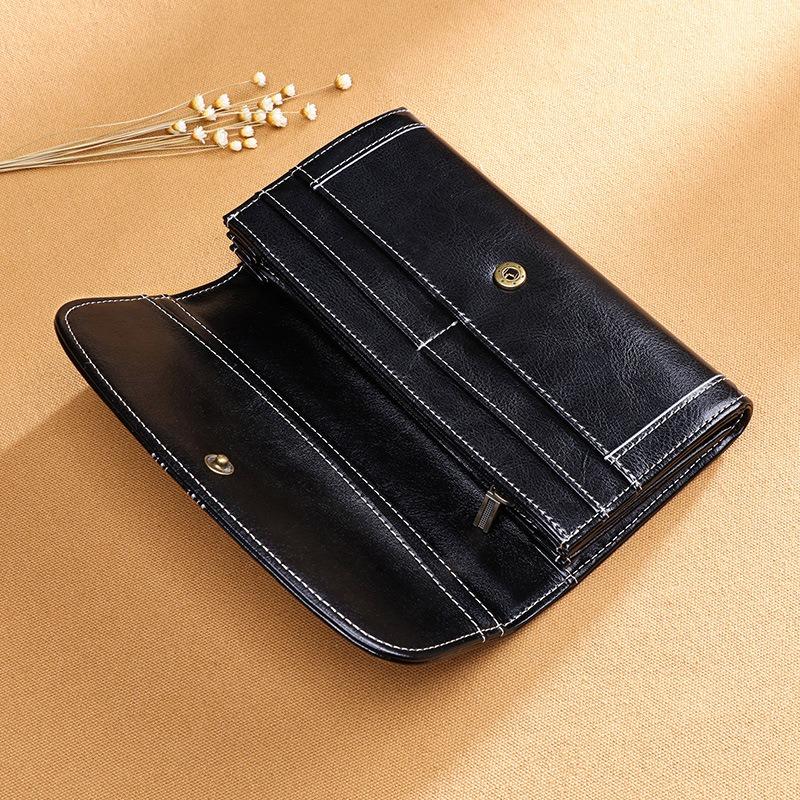 Cowhide Wallet Women's Long Multi-function Clutch Bag Large Capacity Multi-card Position Simple Light Luxury Wallet Change Bag