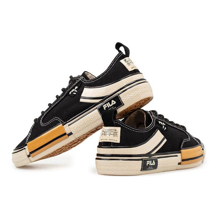 FILA Fusion Block Reform Fabric Versatile Lightweight Breathable Low-Top Sneakers Women sneakers Black White Yellow T12W034401FBK