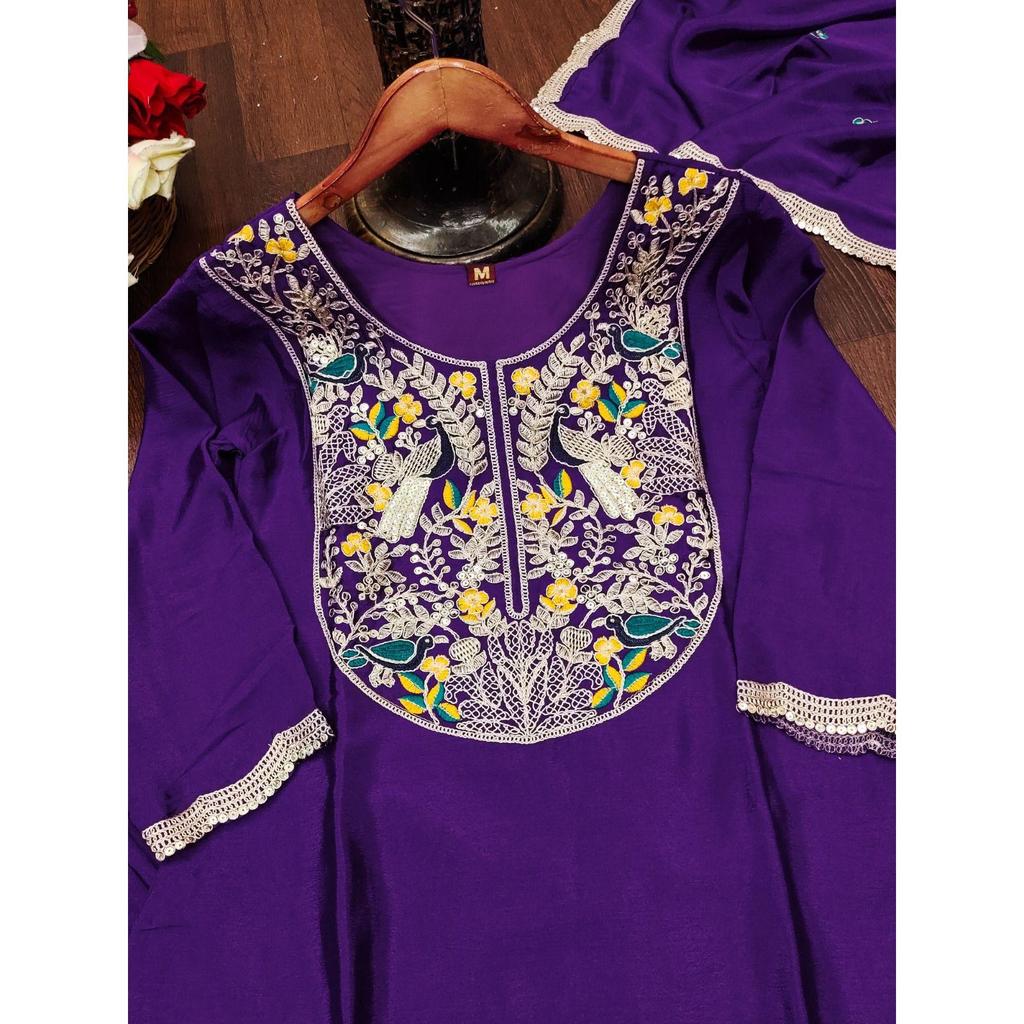 Presenting  New Designer Embroidered Dhoti Suit With Coding Sequence Embroidered Work