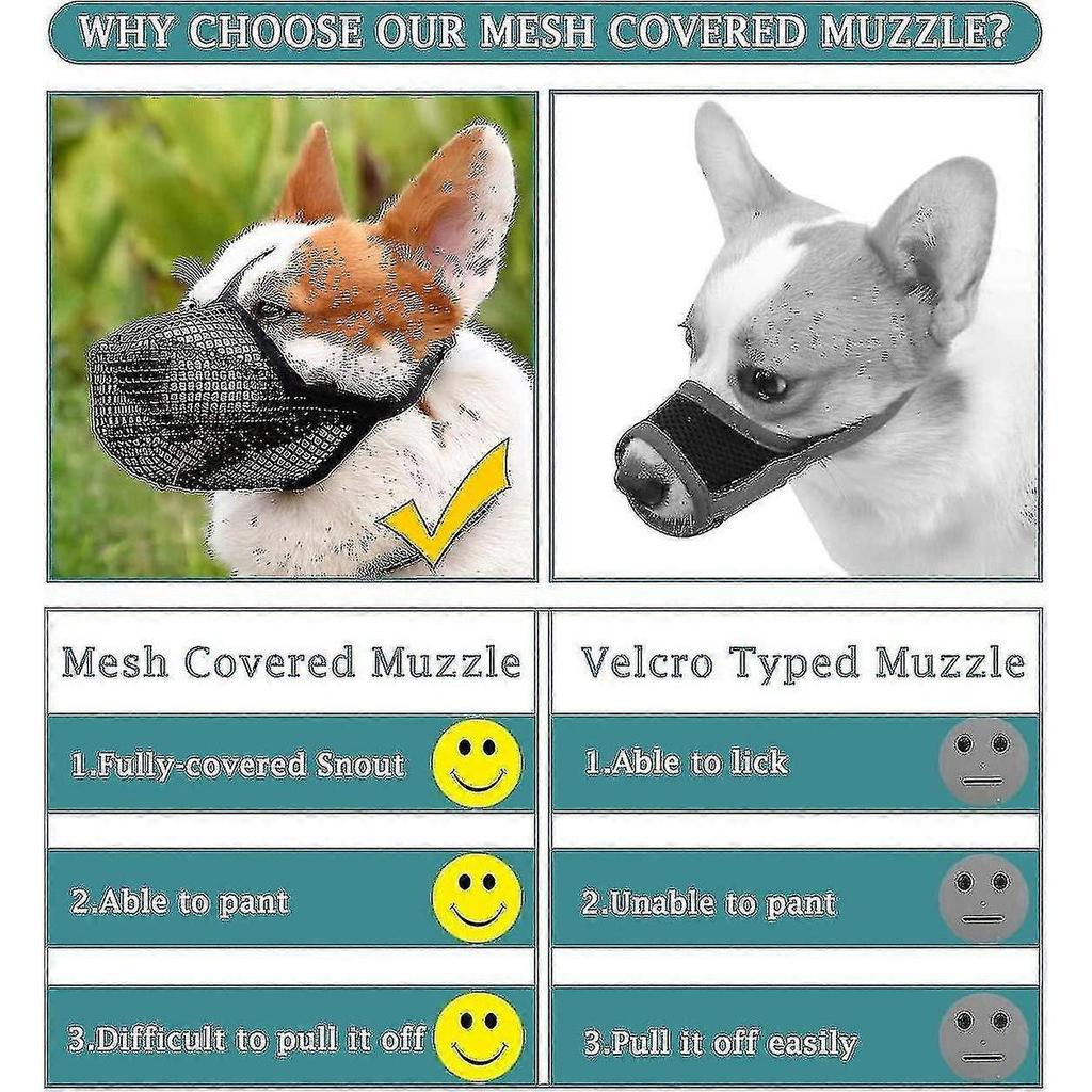Dog Muzzle With Adjustable Straps, Soft Mesh Covered Muzzles For Small Medium Large Dogs S05