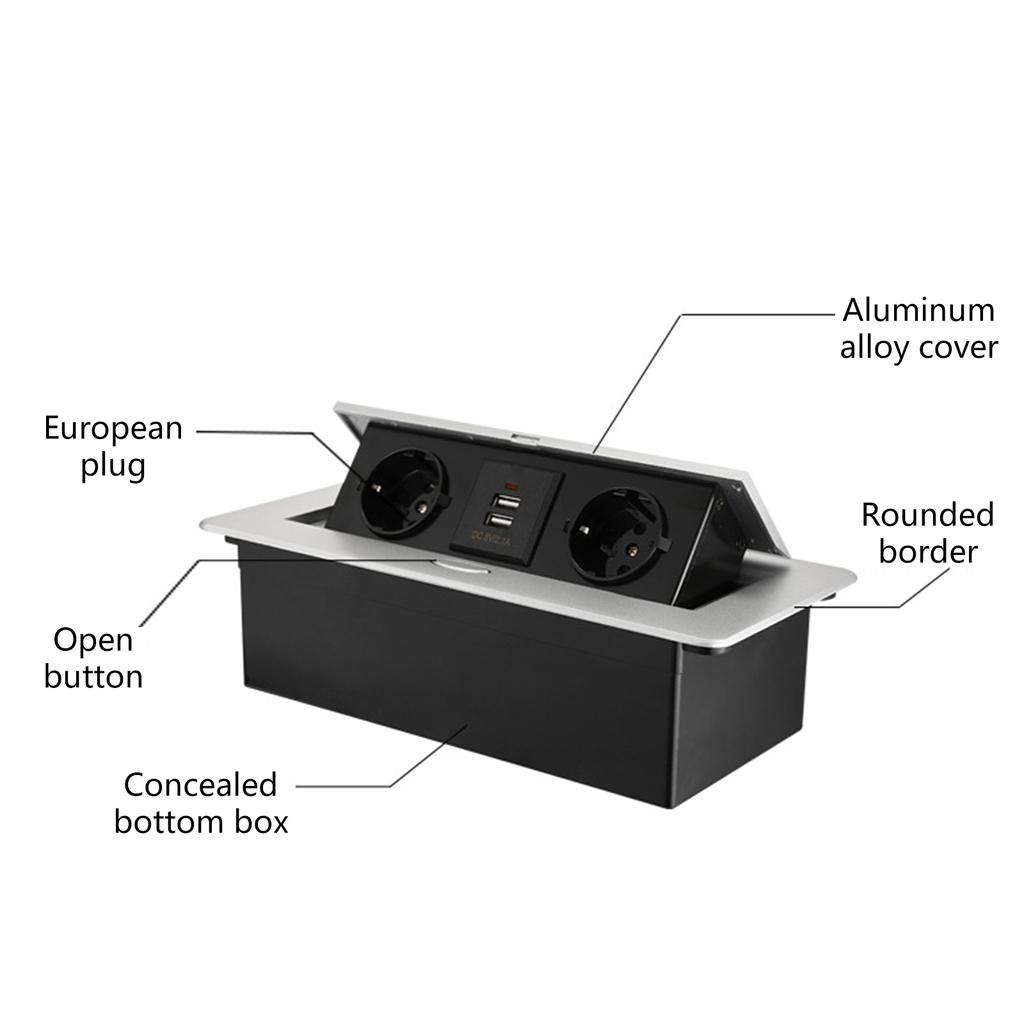 Desktop Socket EU Plug Hidden Table Panel With USB Charging Slow for Pop Up Cover For Meeting Room Office Electrical Out