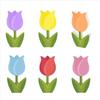 6Pcs Double-Sided Tulip Layered Tray Decoration Candy Color Plastic Floral Decoration  Office Decor