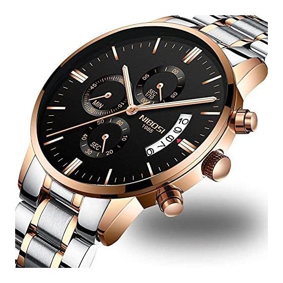 Watch Men's Arm Watch Big Face Chronograph Business Brand Analog Stylish Casual Metal Band Stainless Steel Gentleman Men's Date Fluorescent Luxury