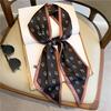 Long small silk scarf women's spring, autumn and summer black neck protection scarf with shirt streamer ribbon belt thin scarf