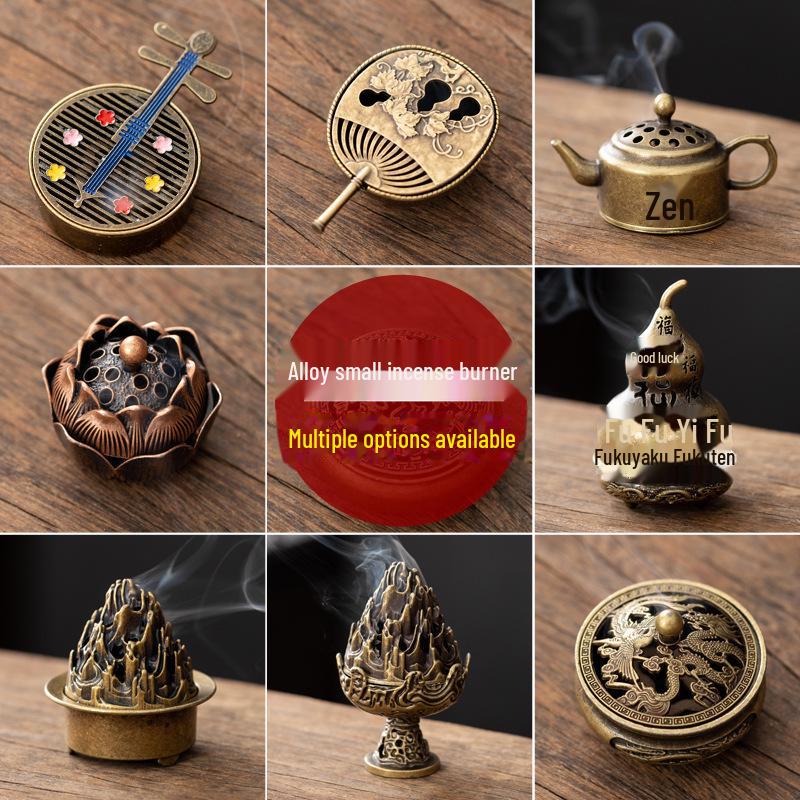 

Chinese Copper Alloy Incense Burner with Bamboo, Radish, and Gourd Design