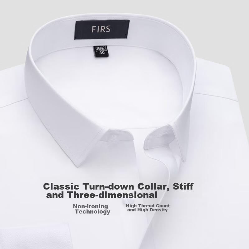 FIRS [DP Wrinkle-Free] 80s Pure Cotton Long-Sleeve Shirt, Men's Business Casual Striped Skin-Friendly Wrinkle-Resistant Men's Dress Shirt