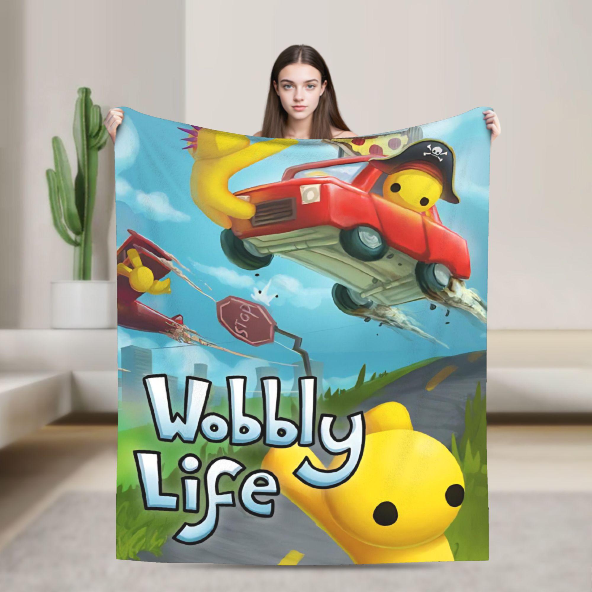 Wobbly Life Sandbox Game Blanket Cartoon Funny Flannel Throw Blanket Bedding Couch Portable Ultra-Soft Warm Bedspread Breathable 30x40in
