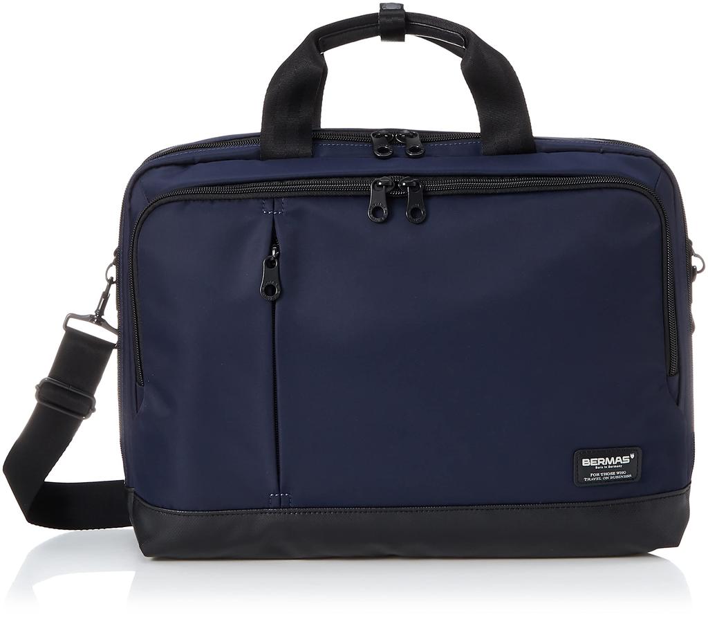 Bermas BIAS LITE Business Bag, 2-Layer Briefcase, 40cm X 15 Inches, Carry-On, Shoulder Strap Included, Navy