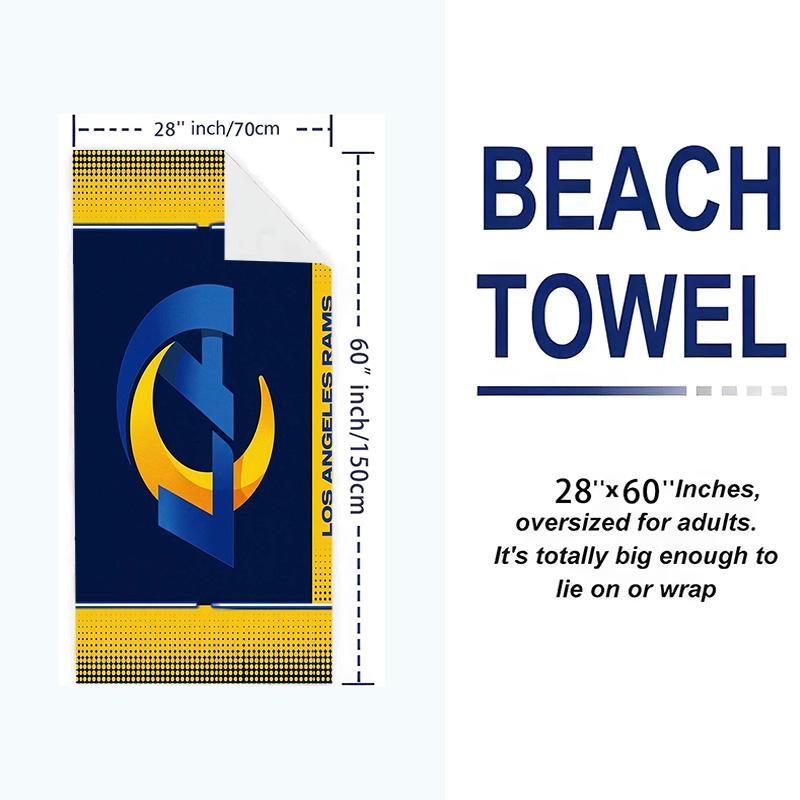 Los Angeles Rams Print Beach Towel, Large Soft Quick Dry Towel for Beach Camping Swimming