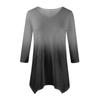 Women's Fashion Casual V-neck Gradual Print Seven-point Sleeve Shirt Belted Loose Comfortable Top