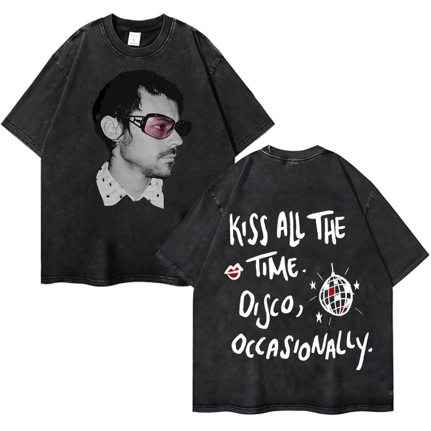 Harry Styles Küsst Immer Disco Gelegentlich Tour Hochwertig Vintage Gewaschen Rundhals T-Shirt Fan Geschenk Unisex Baumwoll-T-Shirt