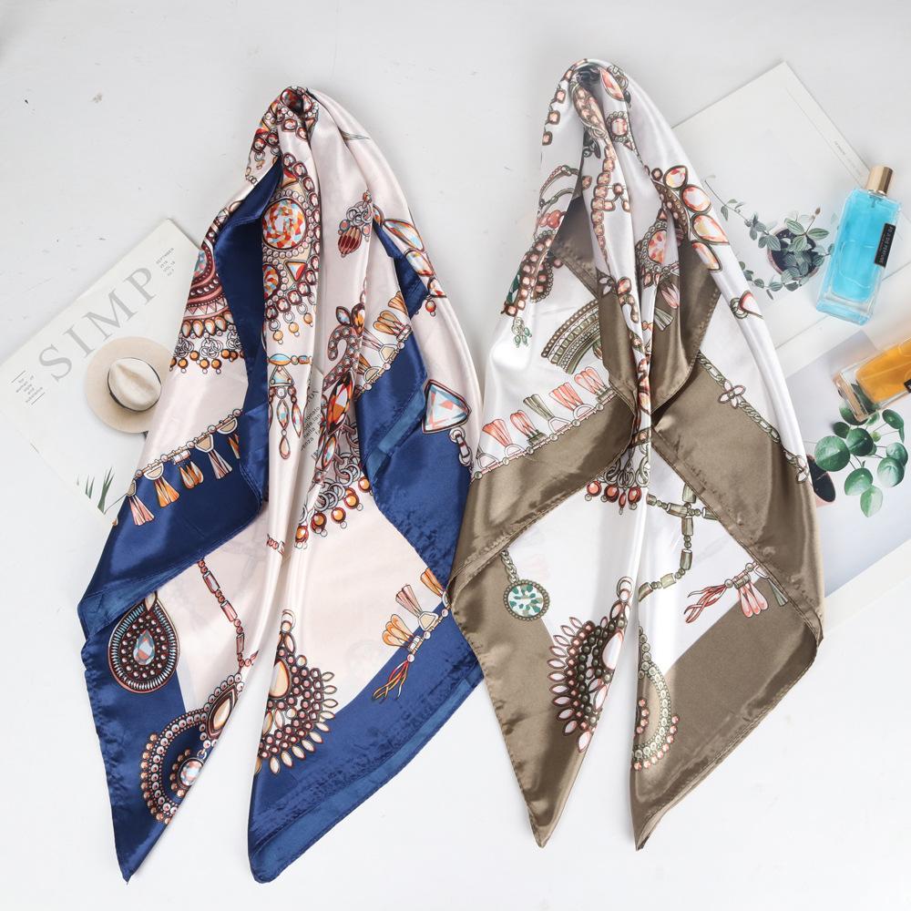 High-quality Luxurious Silk Scarves Headband Scarfs Neck Scarf For Women Chain Silk Scarf Women's Decorative Shawl