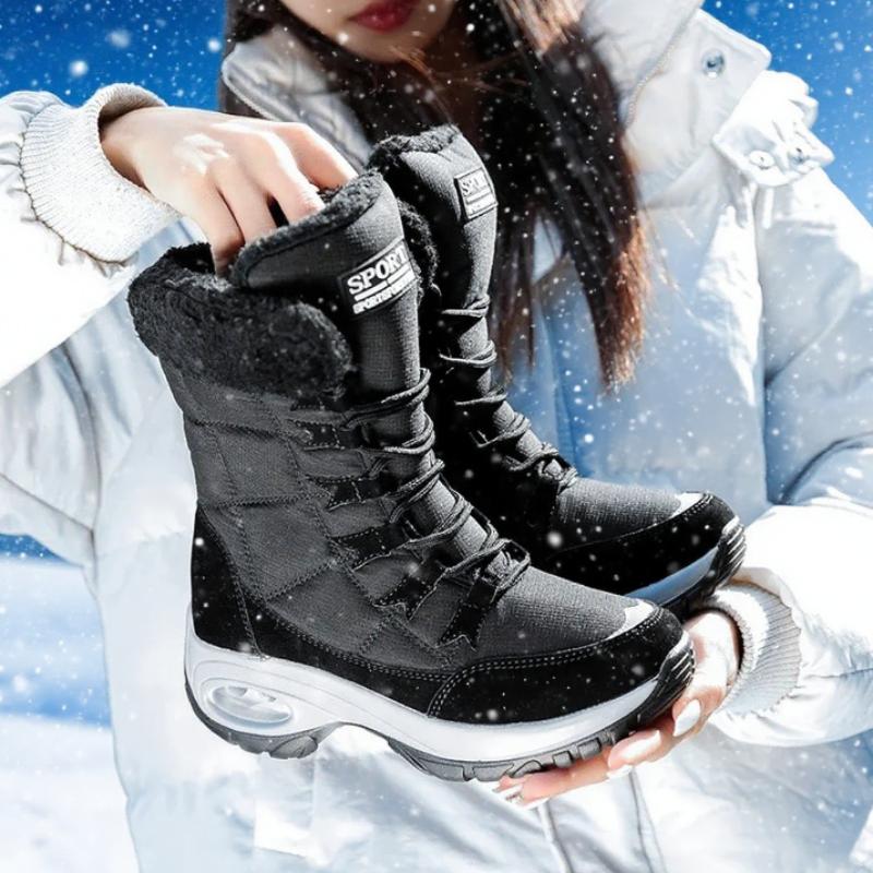 Women Boots Winter Warm Quality Mid-Calf Snow Boots High Quality Snow Boots Lace-up Comfortable Ankle Outdoor Waterproof Hiking