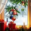 PVC Static Stickers Christmas Window Clings, Xmas Ball Gift Box Decals with Pine Branch, Creative Decorations Bell, Snowflake, Reusable Glass Sticker