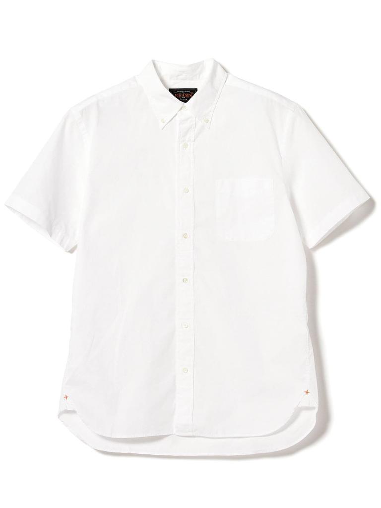 Beams Plus Lässiges farbiges Kurzarmhemd Größe 38010040563 Herrenhemd, Popeline, Button-Down, Weiß, M,