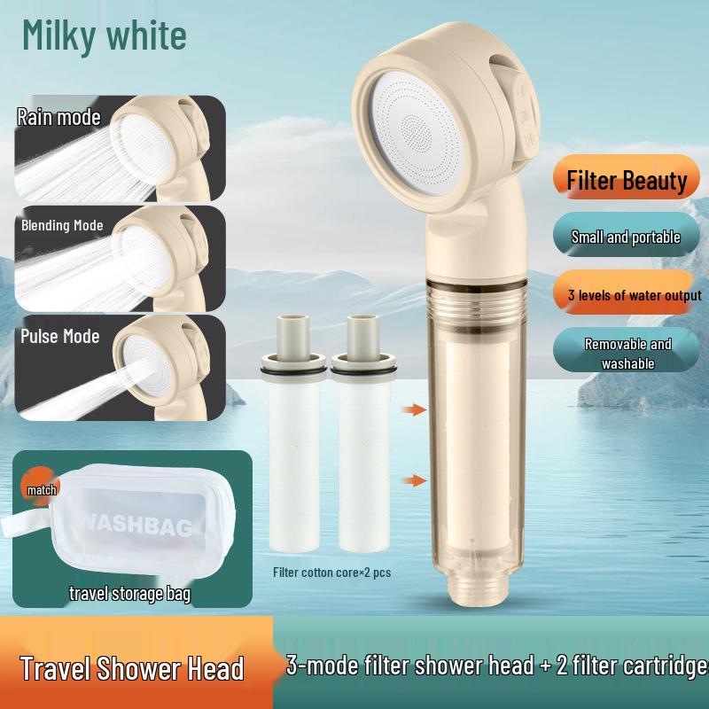 Lotus Head Universal Travel Shower Filter - Powerful Mini Showerhead for Hotels