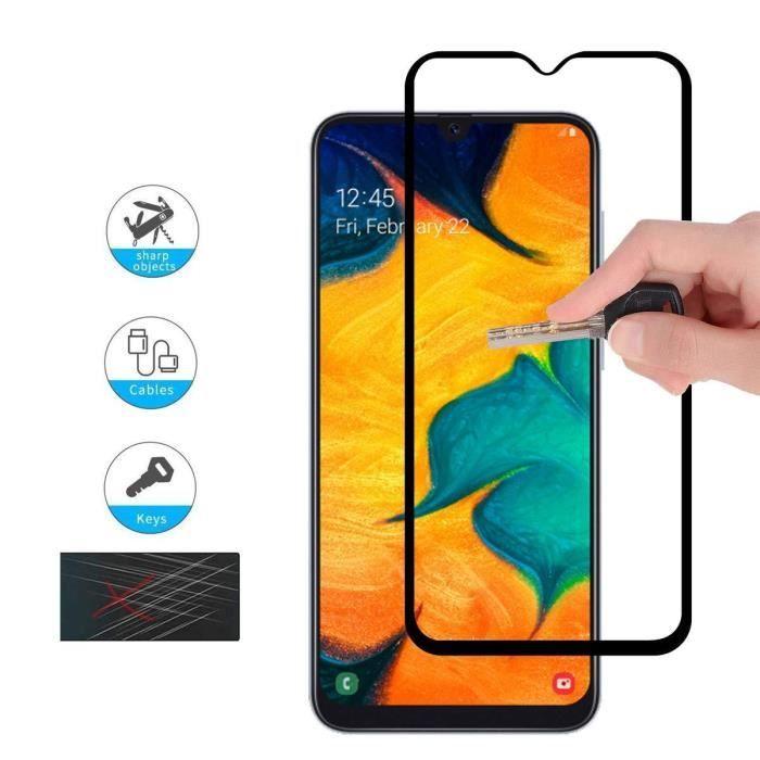 Coque de protection et verres trempés - Toproduits® - Samsung A50 - Transparent - Souple - Bords noirs courbés