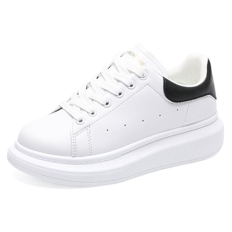 McQueen classic little white shoes women's leather surface casual women's shoes lace-up trend platform student board shoes