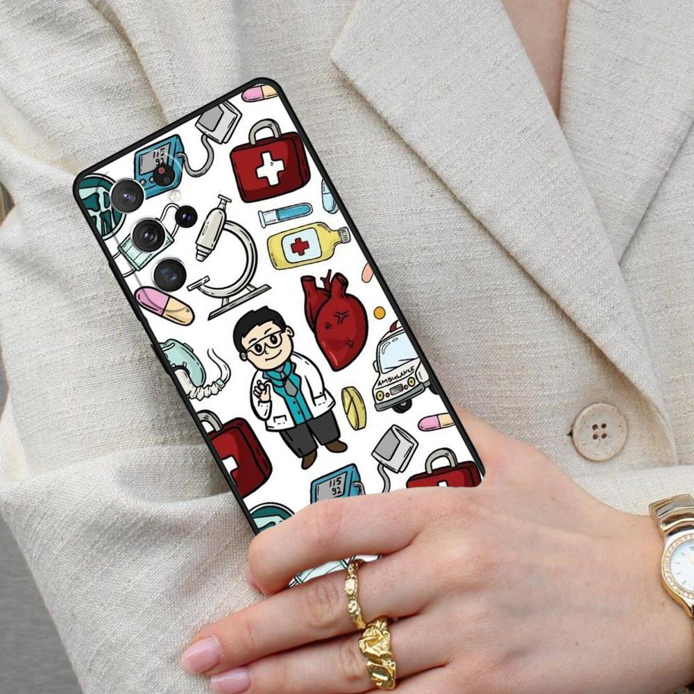 Cartoon Medicine Doctor Nurse Bumper Cell Phone Case for Samsung Galaxy S26 Ultra S25 S24 S23 S22 S21 S20 Note10 Cover