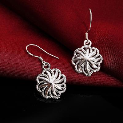 High Quality 925 Sterling Silver Charm Flowers Earrings Women Party Jewelry Fashion Christmas Gifts Vintage Earrings
