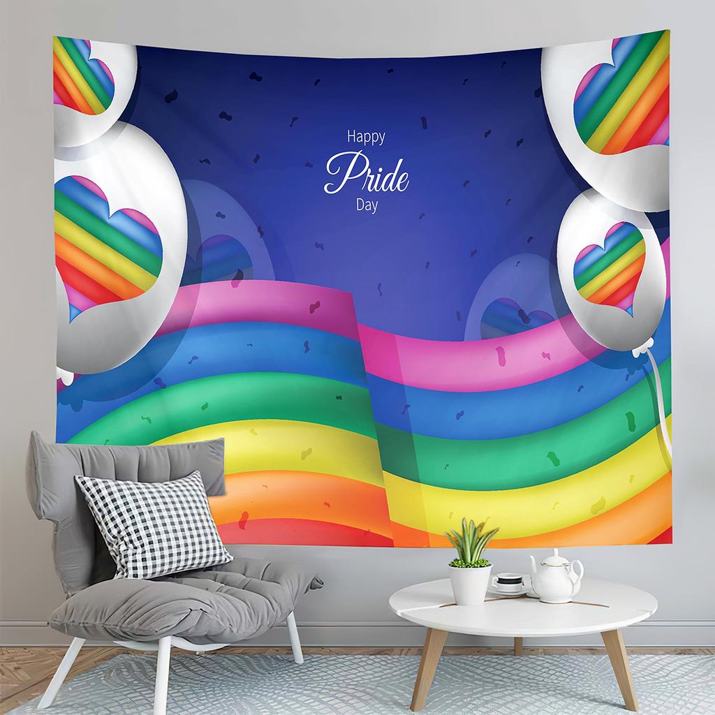 World Pride Day Tapestry Colorful Heart Shape Tapestry Love Is Love Tapestry Home Living Room Dorm Bedroom Decoration Tapestries
