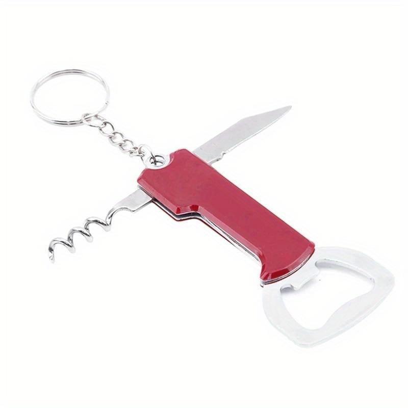 3 In 1 Keychain Beer Bottle Opener Stainless Steel Portable Red Wine Beer Bottle Opener Foil Cutter Kitchen Tool