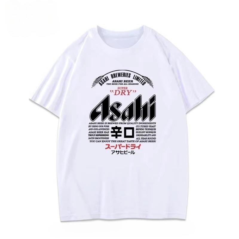 2025 Summer New Japan Asahi Beer T-shirt Asahi Japanese Beer Short-sleeved Japanese Loose Men and Women Couple Top