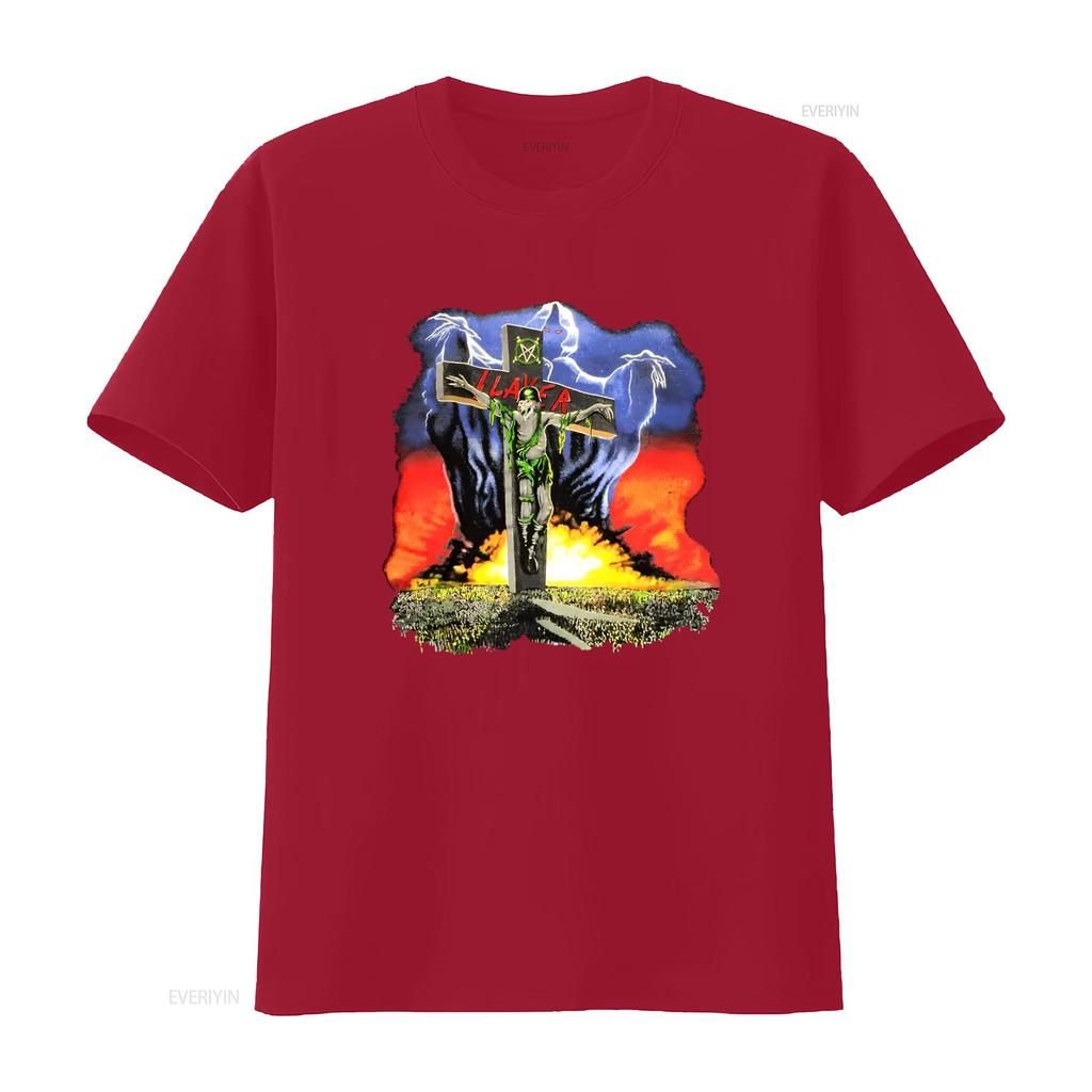 SLAYER 1990 Vintage European Campaign Tour Print T Shirt Vintage Washed Streetwear Fashion Stretched Comfortable Unisex Graphic