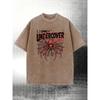European sizes Men's T-Shirt with Red Spider Web - Crew Neck Short Sleeve Tee for Casual Wear, Oversized Fit, Year-Round